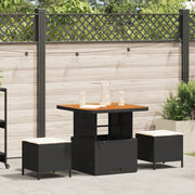 Eettafelset poly rattan 2 personen zwart