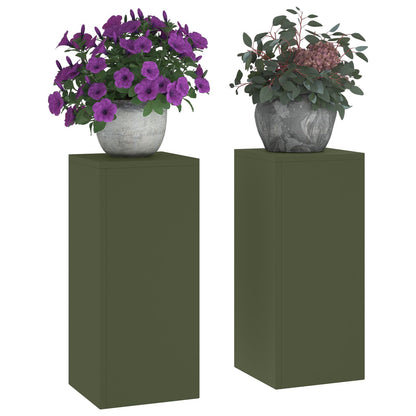 Buiten Plantenstandaarden Pillar 2 Stuks 24X24X55 Cm Staal Olijfgroen 2x (55 cm)
