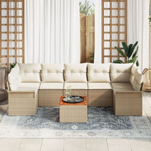 8-Delige Tuinsalonset Met Kussens Beige Poly Rattan Acacia