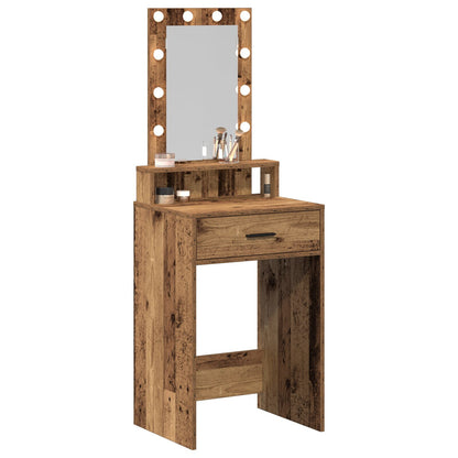 Kaptafel Met Led-Verlichting Oud hout 50 x 41 x 140 cm