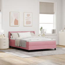 Boxspringbed Met Matras Roze 140X200 Cm Velours Blauw