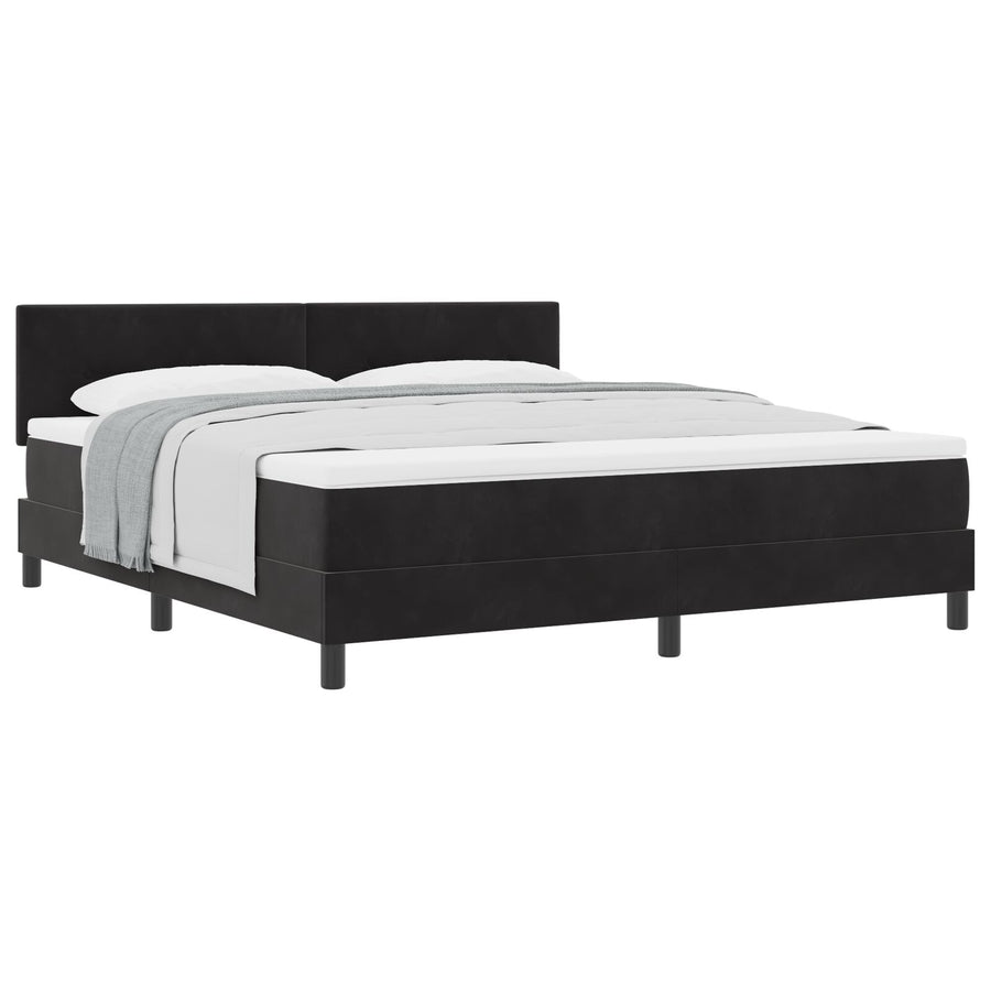 Boxspringbed Met Matras Zwart Super King Velvet Blauw