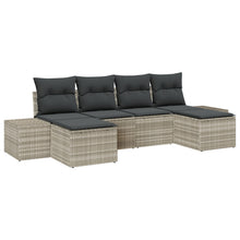 6-Delige Tuin Sofa Set Met Kussens Licht Grijs Poly Rattan