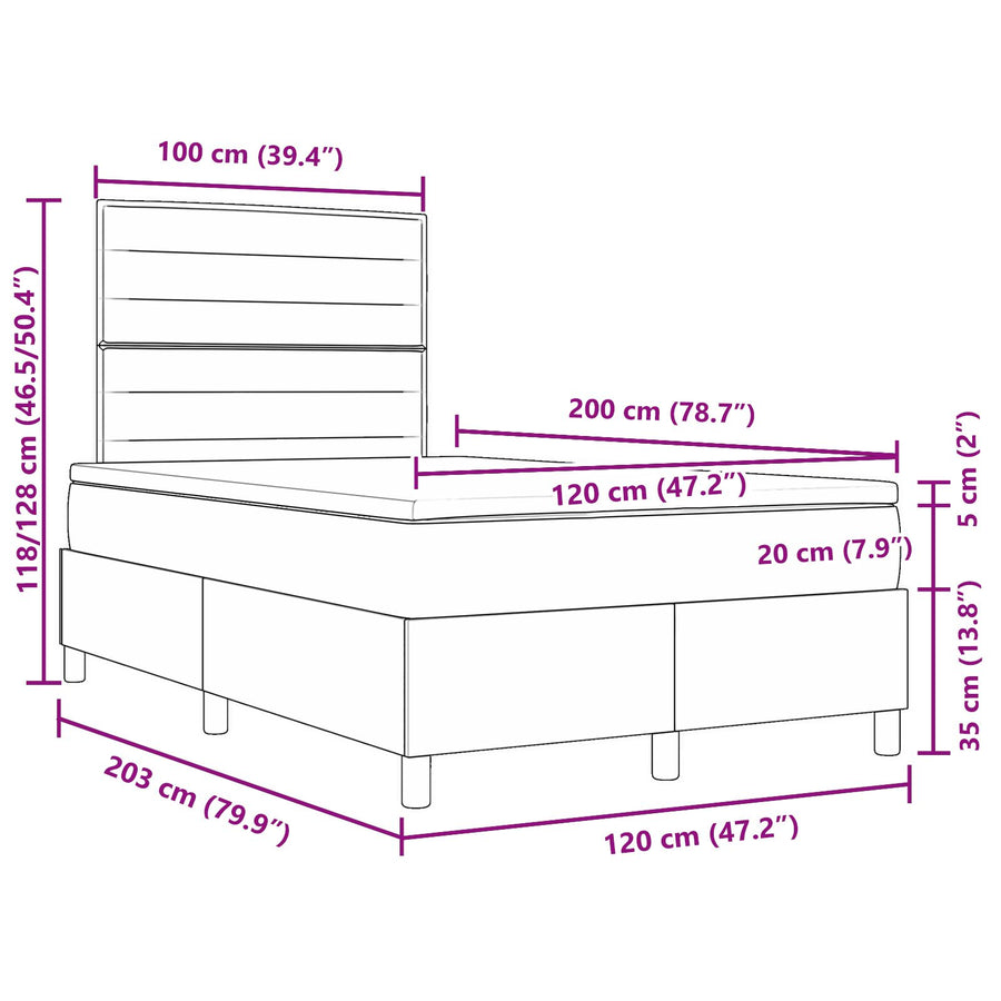 Boxspring Bed Met Matras Lichtgrijs 120X200 Cm Stof Blauw