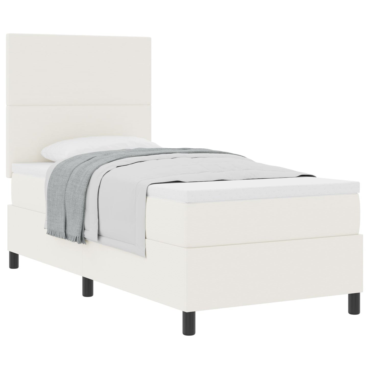 Boxspringbed Met Matras Crème Eenpersoons Corduroy Stof