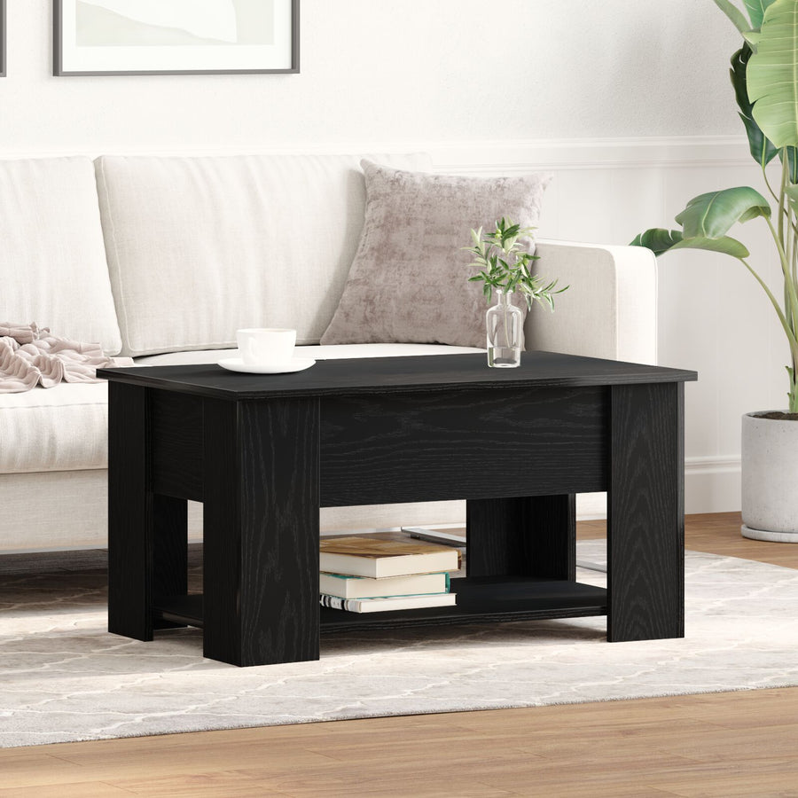 Zwarte Eiken Tafel 79X49X41 Cm Gemaakt Van Engineered Wood