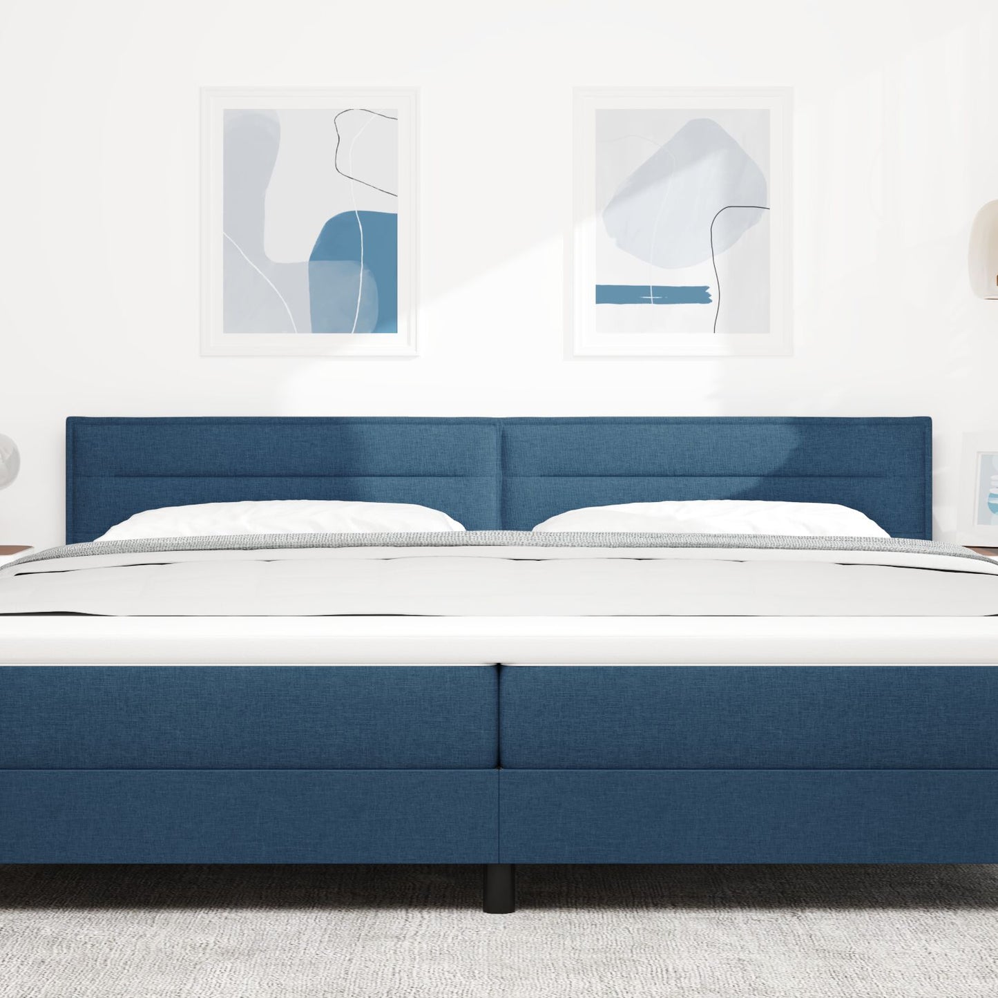 Hoofdbord Lijnenontwerp Stoffen Blauw 200 cm Laag hoofdbord