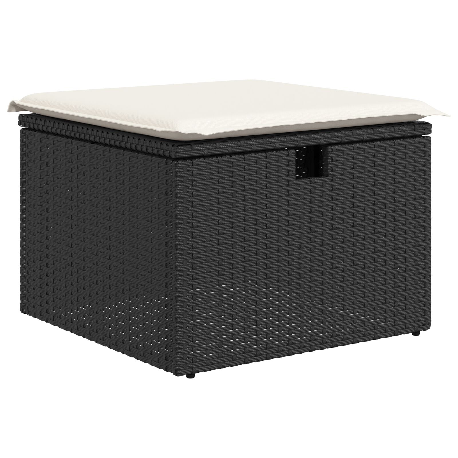 4-Delige Tuinsofaset Met Kussens Zwart Poly Rattan Wit
