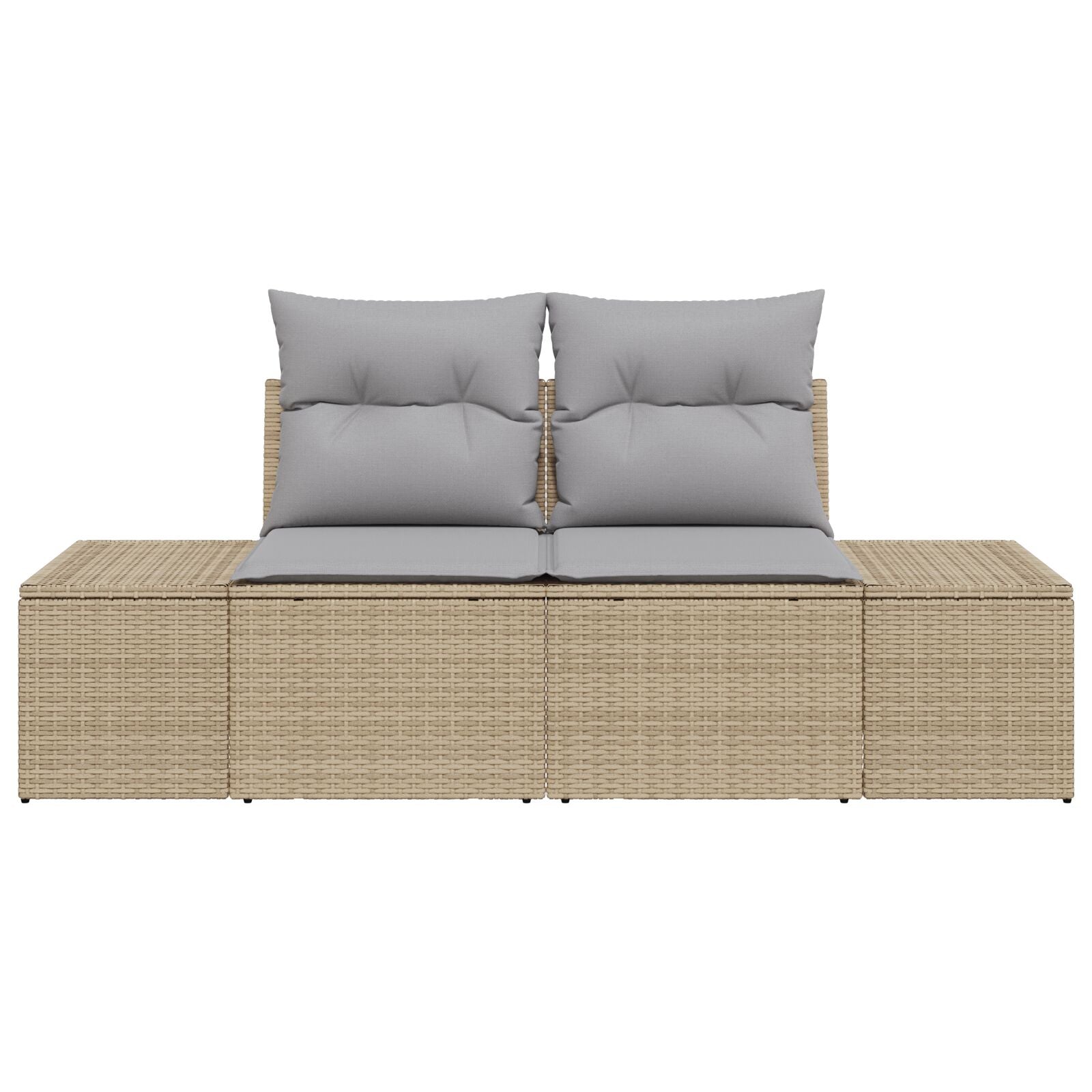 2-Zits Tuinsofa Met Kussens Poly Rattan Beige en grijs zonder opbergruimte