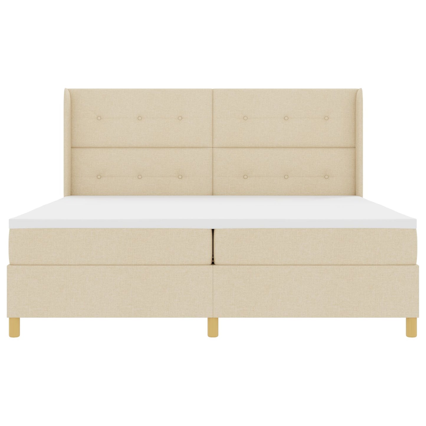 Boxspring Bed Met Matras & Led Crème 200X200 Cm Stof Blauw