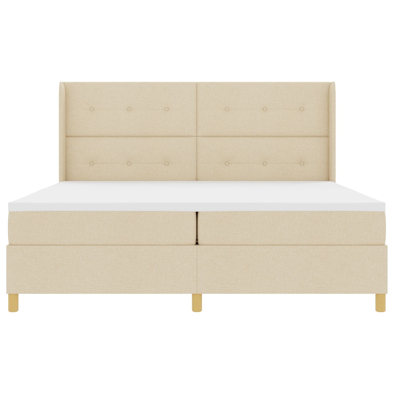 Boxspring Bed Met Matras & Led Crème 200X200 Cm Stof Blauw