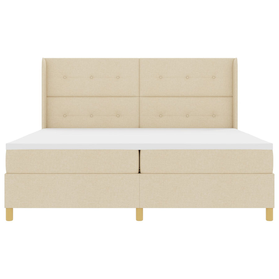 Boxspring Bed Met Matras & Led Crème 200X200 Cm Stof Blauw