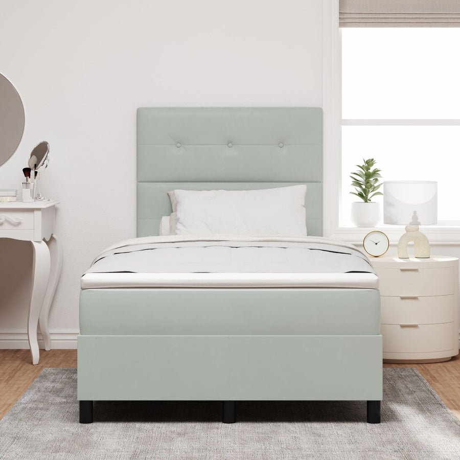 Boxspring Bed Met Matras Lichtgrijs 120X200 Cm Fluweel Blauw