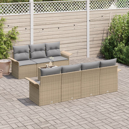 8-Delige Tuin Sofa Set Met Kussens Beige Poly Rattan