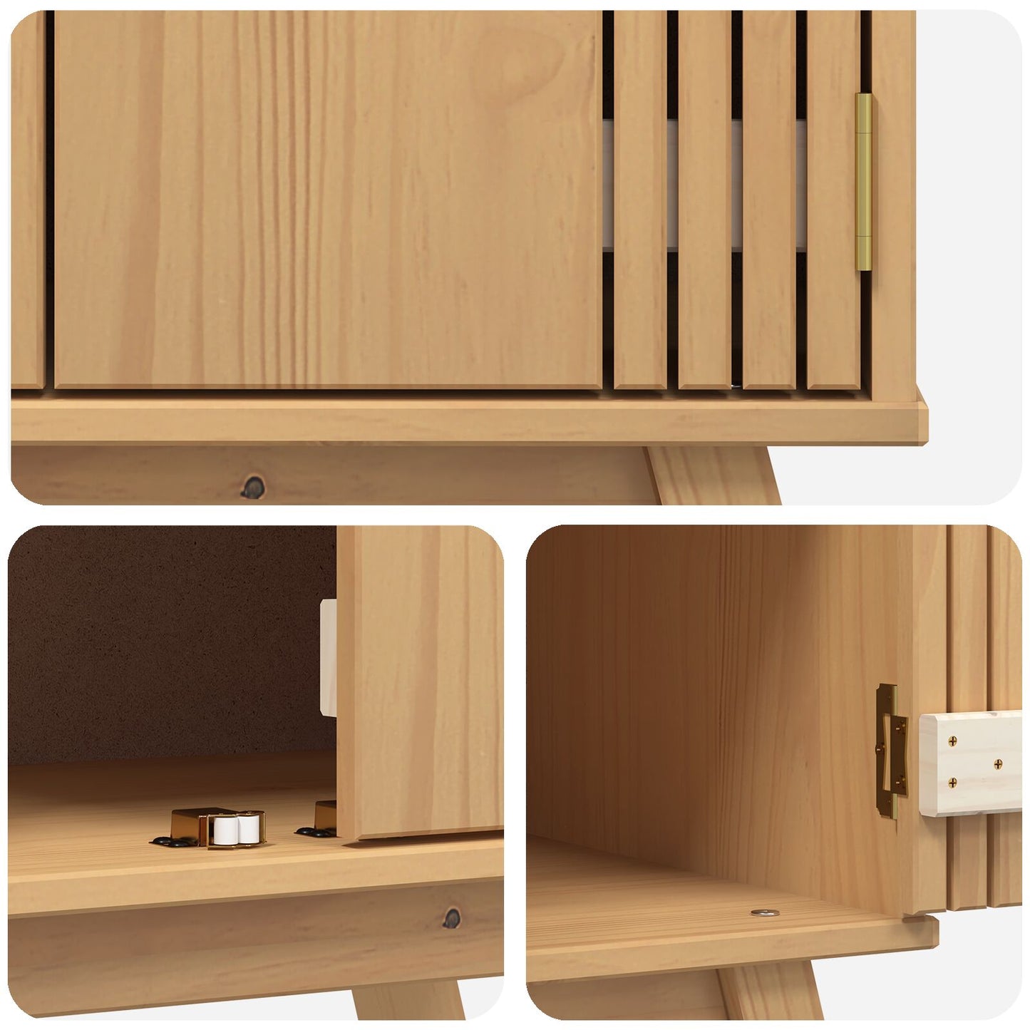 Onderkast 114X43X73,5 Cm Massief Houten Grenen Geel