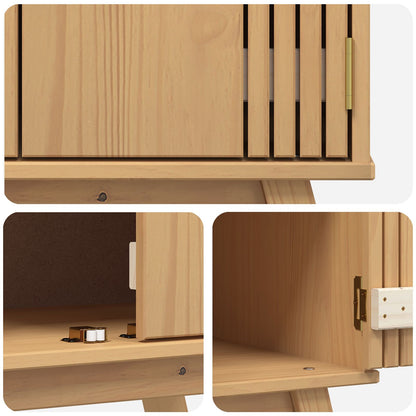 Onderkast 114X43X73,5 Cm Massief Houten Grenen Geel