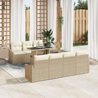 Tuinset poly rattan 8-delig beige 7 personen