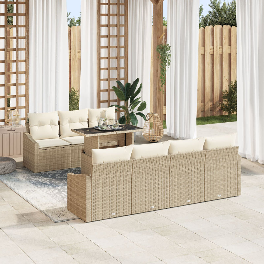 8-Piece Tuin Sofa Set Met Kussens Beige Poly Rattan