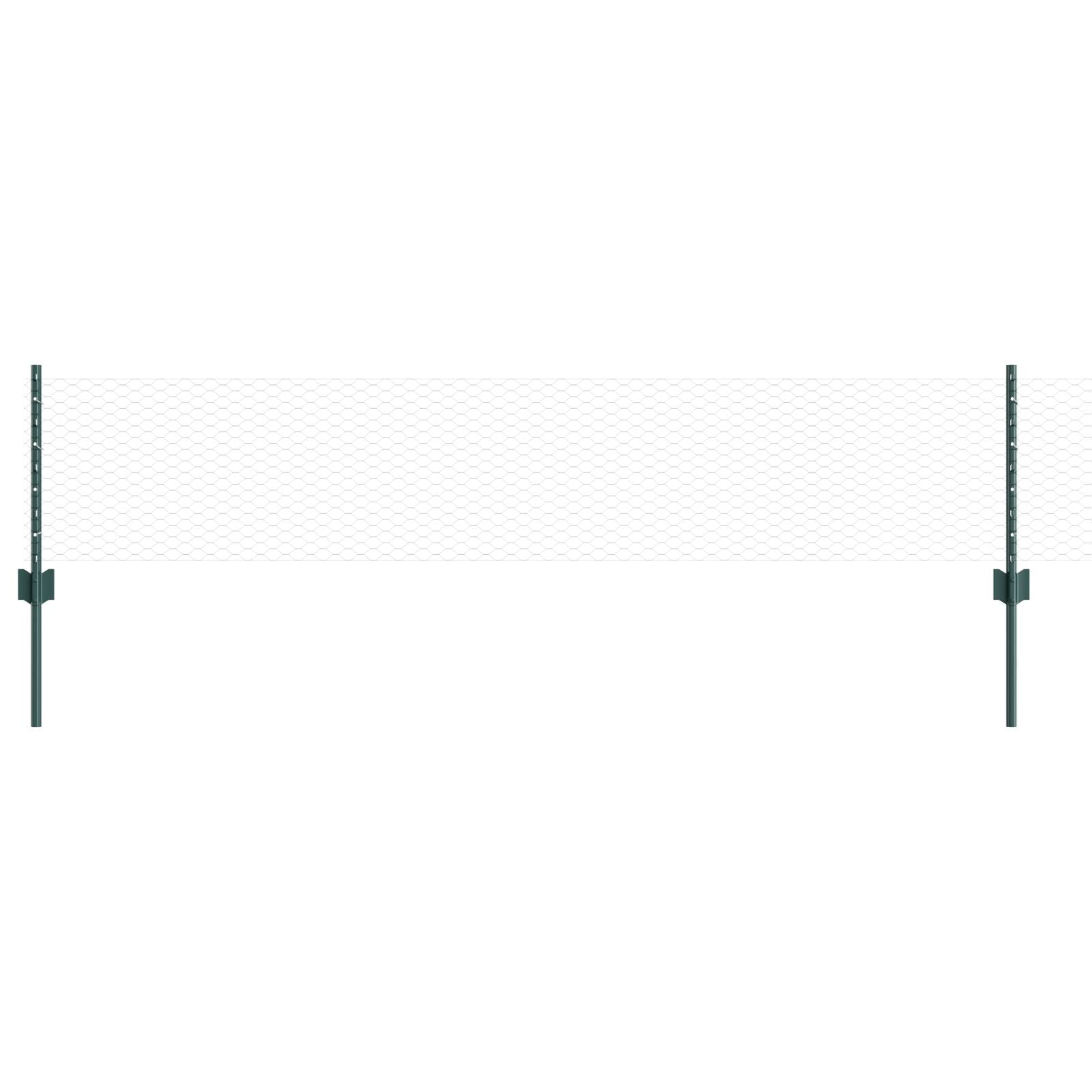 Fence Palen 5 Stuks U-Channel Groen 40 Cm Staal,  Hexagon Fence Groen 0.4X10 M Staal