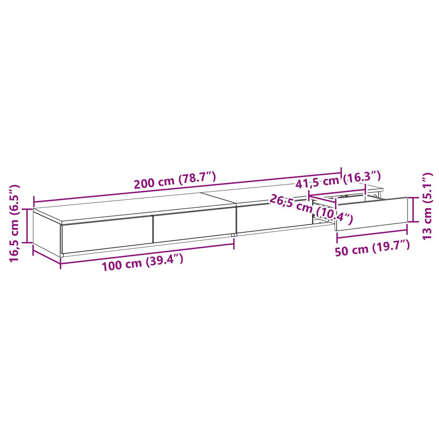 Bed Lades Engineered Hout Artisan eiken 200 x 36.5 x 16.5 cm
