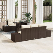 Tuinset 6-delig polyrattan bruin crème 5 personen