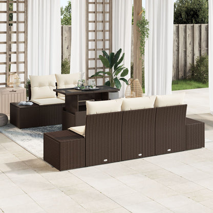 Tuin Bankstel Set Van 6 Bruin Rattan Buiten Tafel Rechthoekig