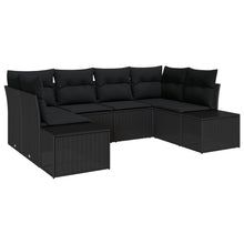 6-Delige Tuin Sofa Set Met Kussens Zwart Poly Riet