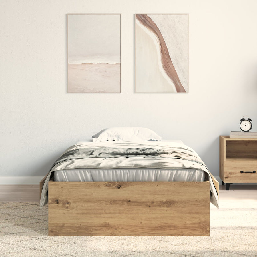 Bed Frame Artisan Eiken 90X190 Cm Engineered Wood Ambachtelijk Eiken