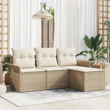4 Delige Tuin Sofa Set Met Kussens Beige Poly Rattan