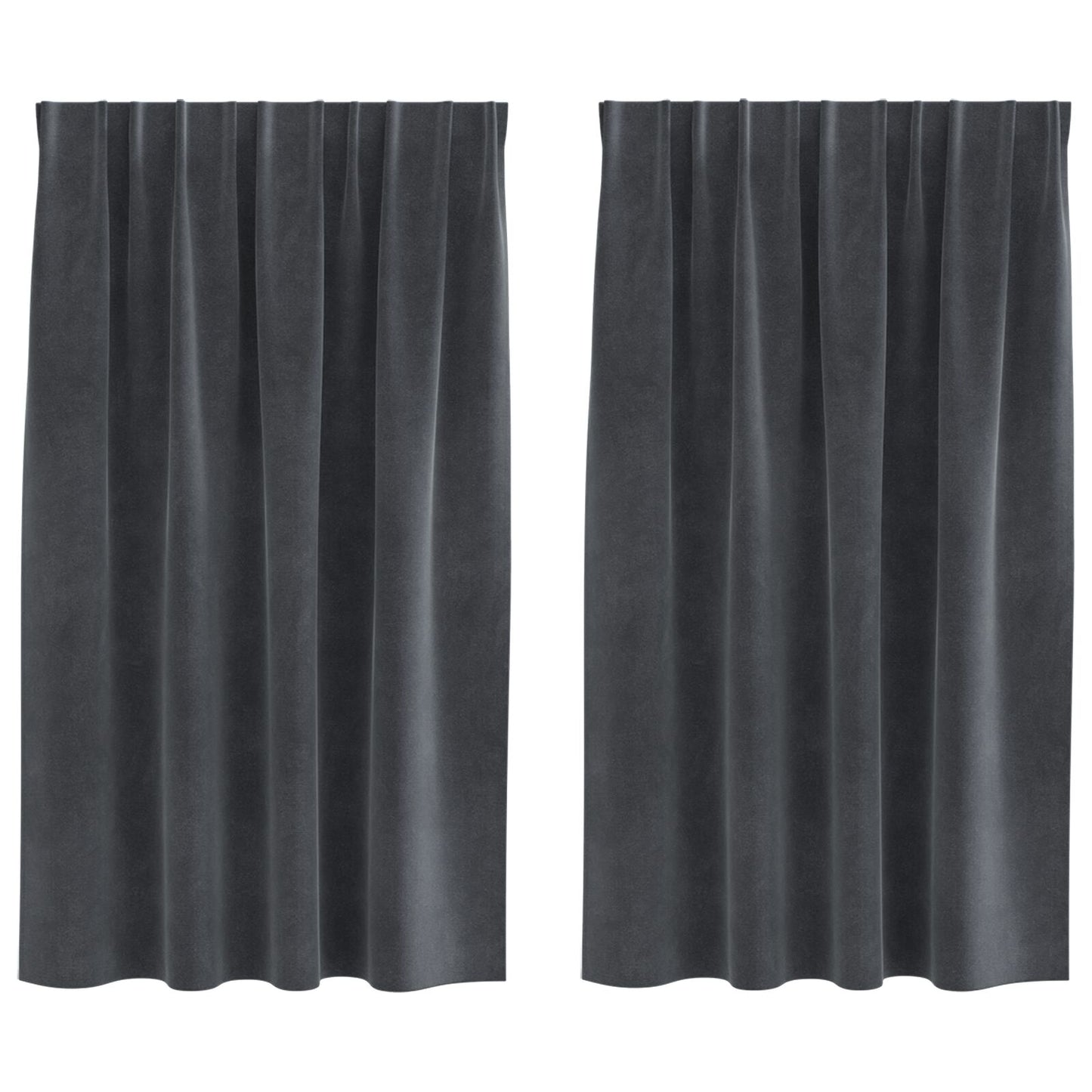 Zwarte Gordijnen Met Bovenband 2 Stuks Fluweel Lichtgrijs 140 x 140 cm met ingestikte tape