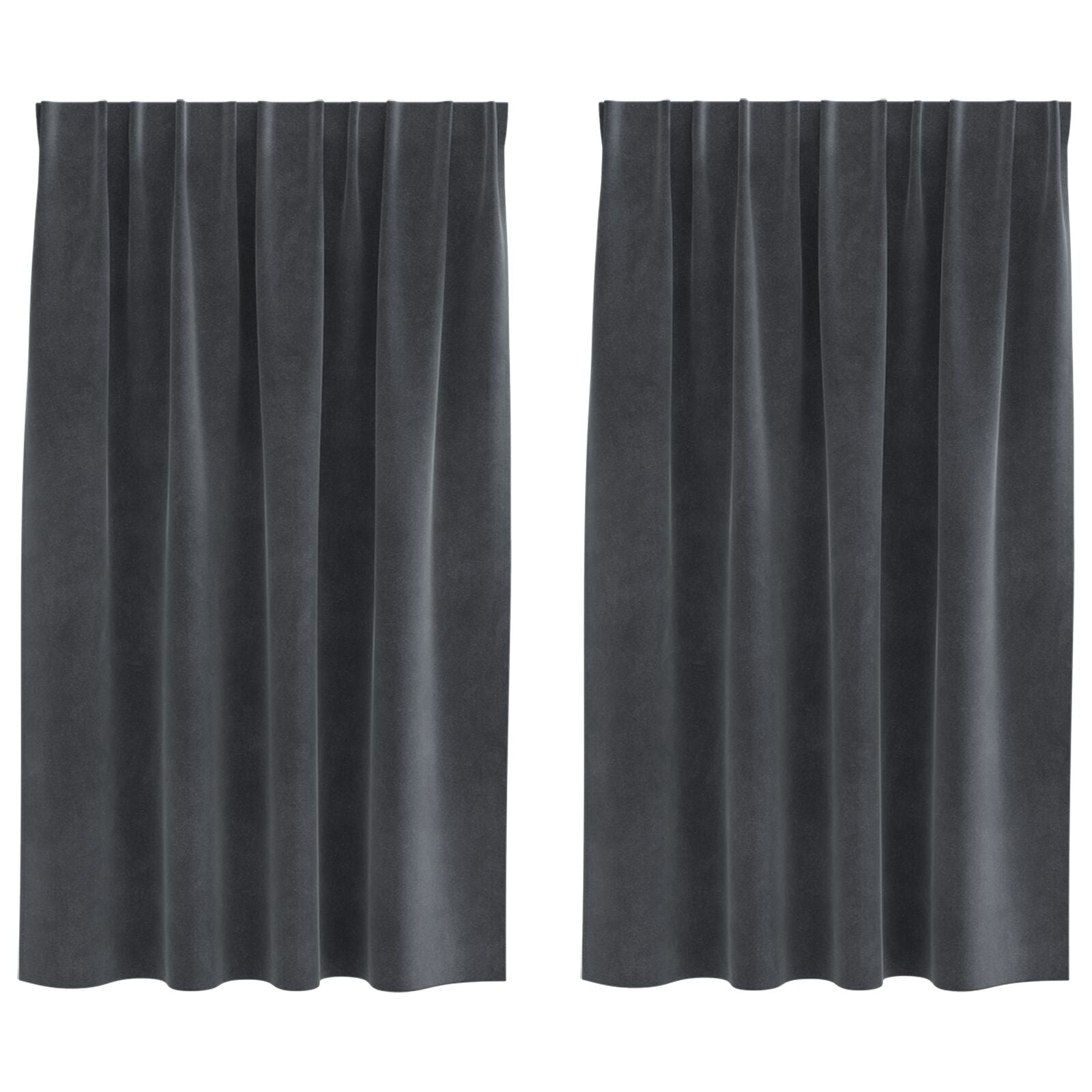 Zwarte Gordijnen Met Bovenband 2 Stuks Fluweel Lichtgrijs 140 x 140 cm met ingestikte tape