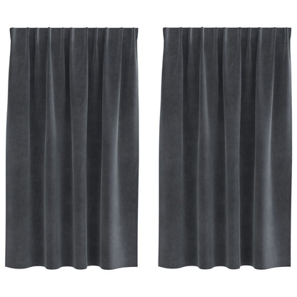 Zwarte Gordijnen Met Bovenband 2 Stuks Fluweel Lichtgrijs 140 x 140 cm met ingestikte tape