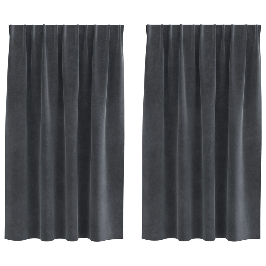 Zwarte Gordijnen Met Bovenband 2 Stuks Fluweel Lichtgrijs 140 x 140 cm met ingestikte tape