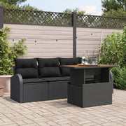 Tuinset 5-delig polyrattan zwart met opbergruimte