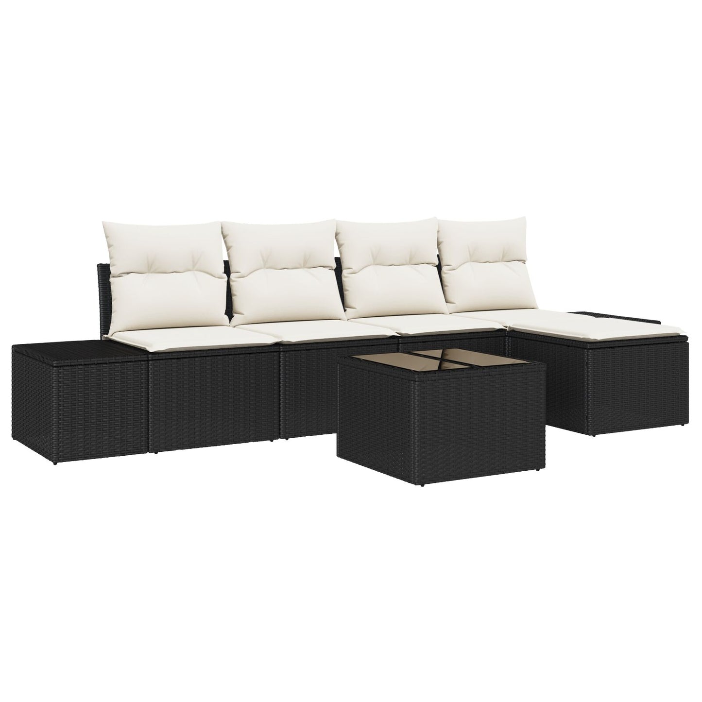 5-Delige Tuin Sofa Set Met Kussens Bruin Poly Rattan