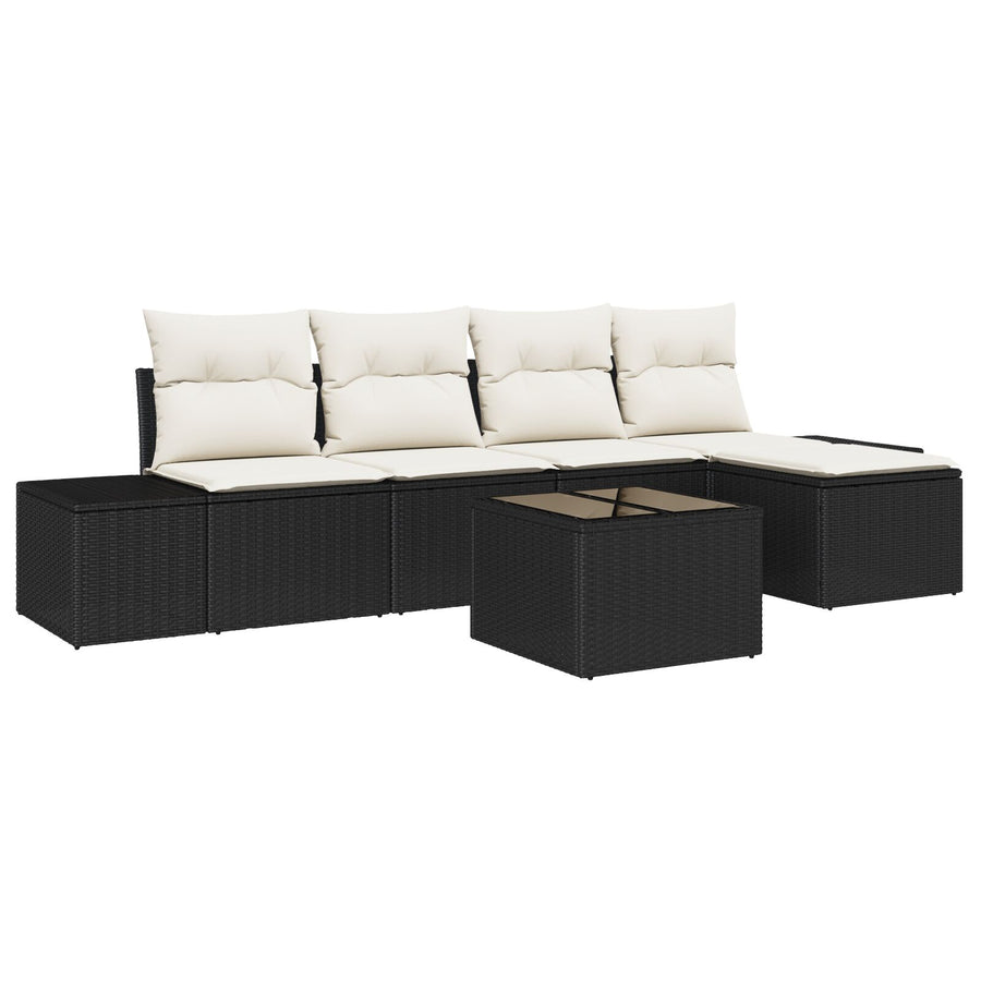 5-Delige Tuin Sofa Set Met Kussens Bruin Poly Rattan