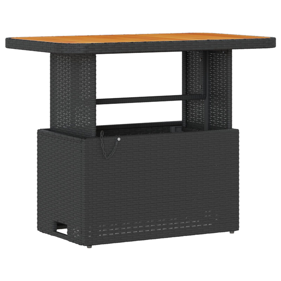 3-Delige Tuin Dineerset Met Kussens Poly Rattan Acaciahout 90 cm Zwart 2 stools