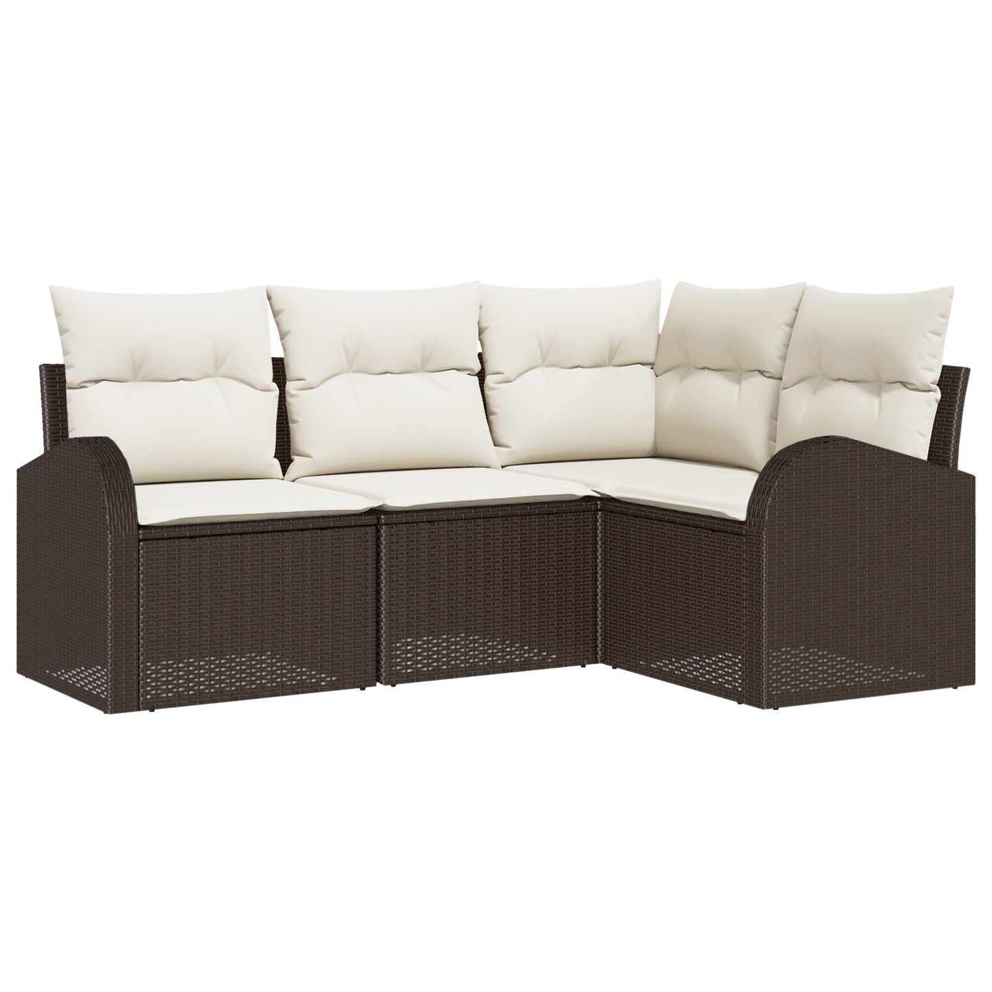 4 Delige Tuin Sofa Set Met Kussens Poly Rattan Bruin en crème zonder tafel
