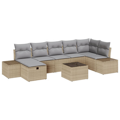 8-Delige Tuin Sofa Set Met Kussens Beige Poly Rattan Wit