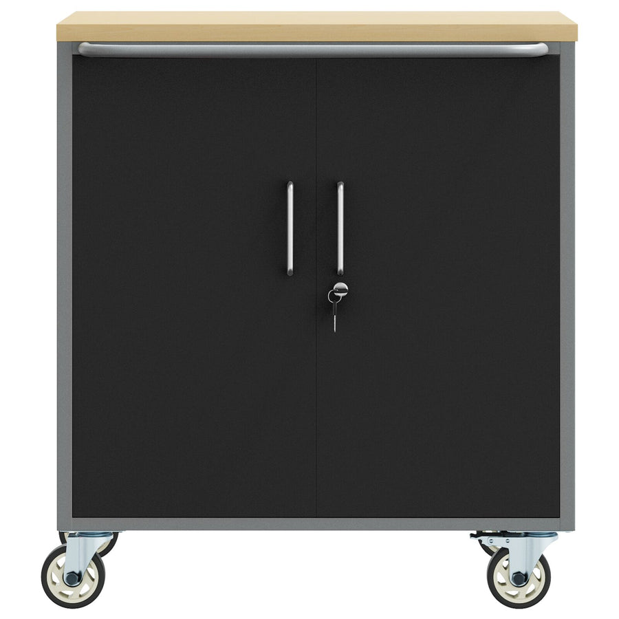 Gereedschapskast Met Wielen En Vergrendeling 75X45X85 Cm Staal Zwart en grijs met 1 schap