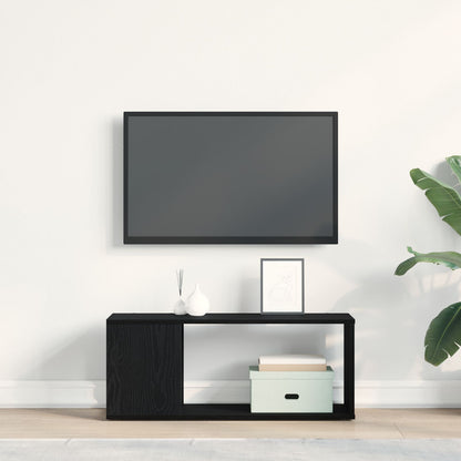 Tv-Meubel Wit Gelaagd Hout Zwart eiken 80 x 24 x 32 cm