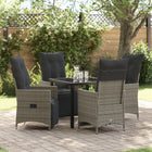 Garden dining set with cushion 5 pcs Grey poly rattan