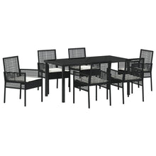 7-Delige Tuinetafelset Met Kussens Zwarte Poly Rattan