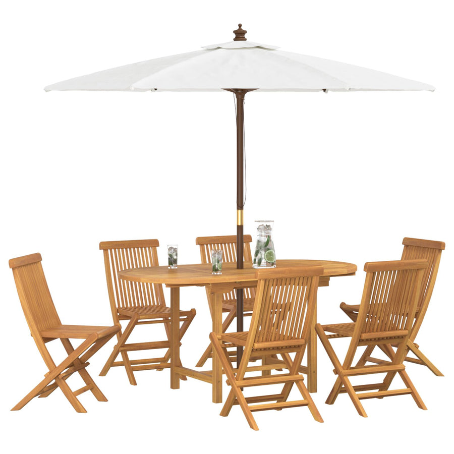 7-Delige Tuin Eettafelset Massief Hout Teak