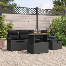 6-Delige Tuinbankstel Met Kussens Zwart Poly Rattan