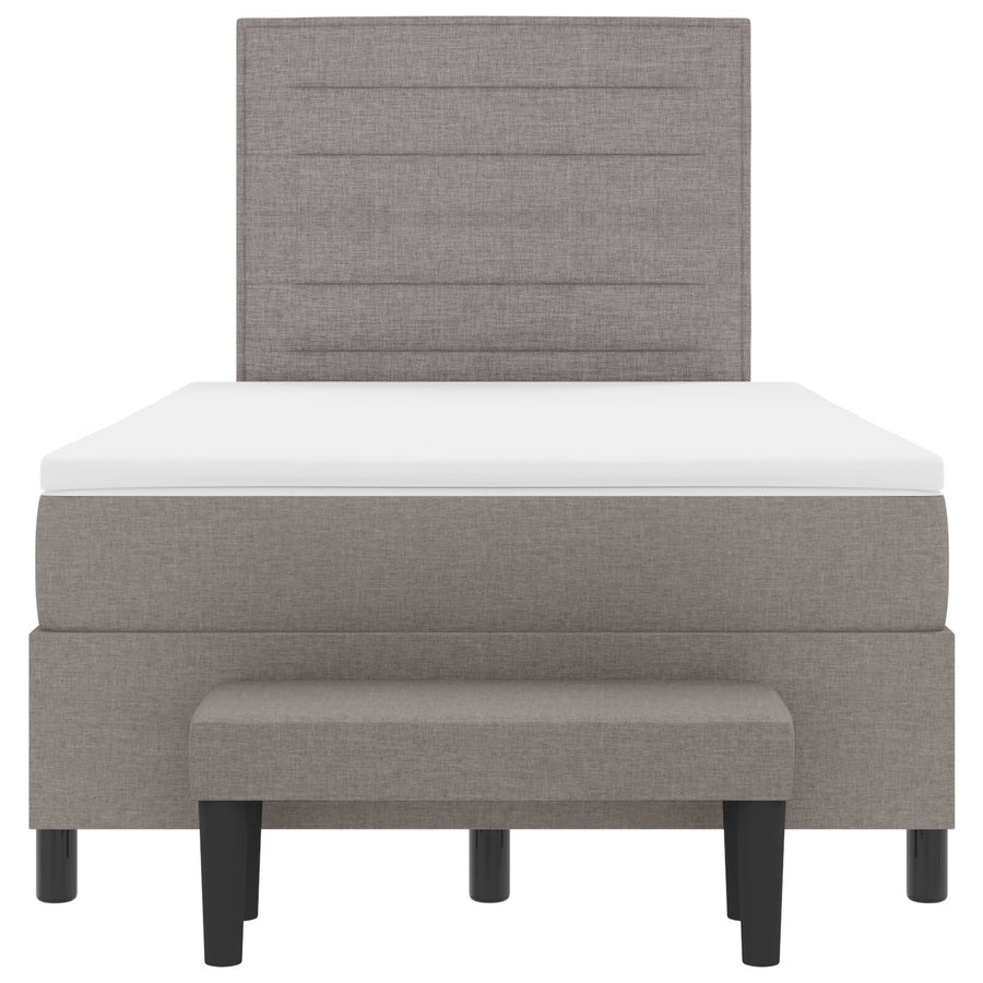 Boxspring Bed Met Matras & Bank Taupe 120X190 Cm Stof Blauw