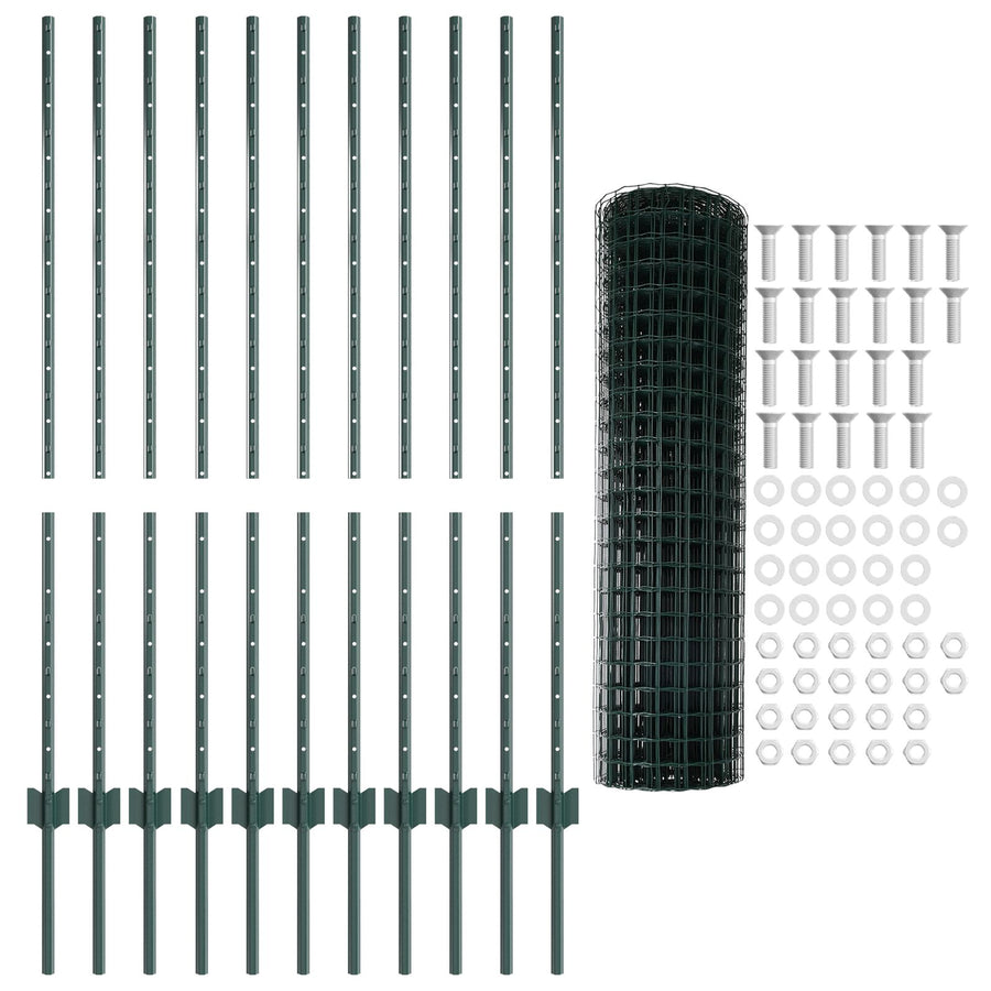 Euro Omheining Set Van 2 Groen Gepoedercoat Staal 25 X 1.2 M