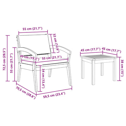5-Delige Bistro Set Met Kussens - Massief Acaciahout Donkergrijs 4x stoelen + tafel