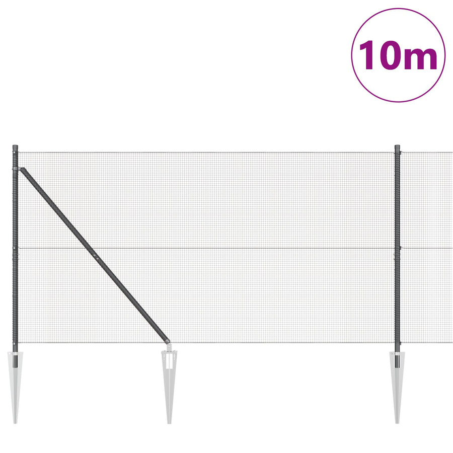Gelaste Draadhek Met 7 Spike Posten Grijs 1.4X10 M Staal Gegalvaniseerd Staal