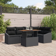 Tuinset 6-delig poly rattan zwart bruin